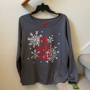 size XL, bust up to 42” inches, oh what fun shirt, new condition